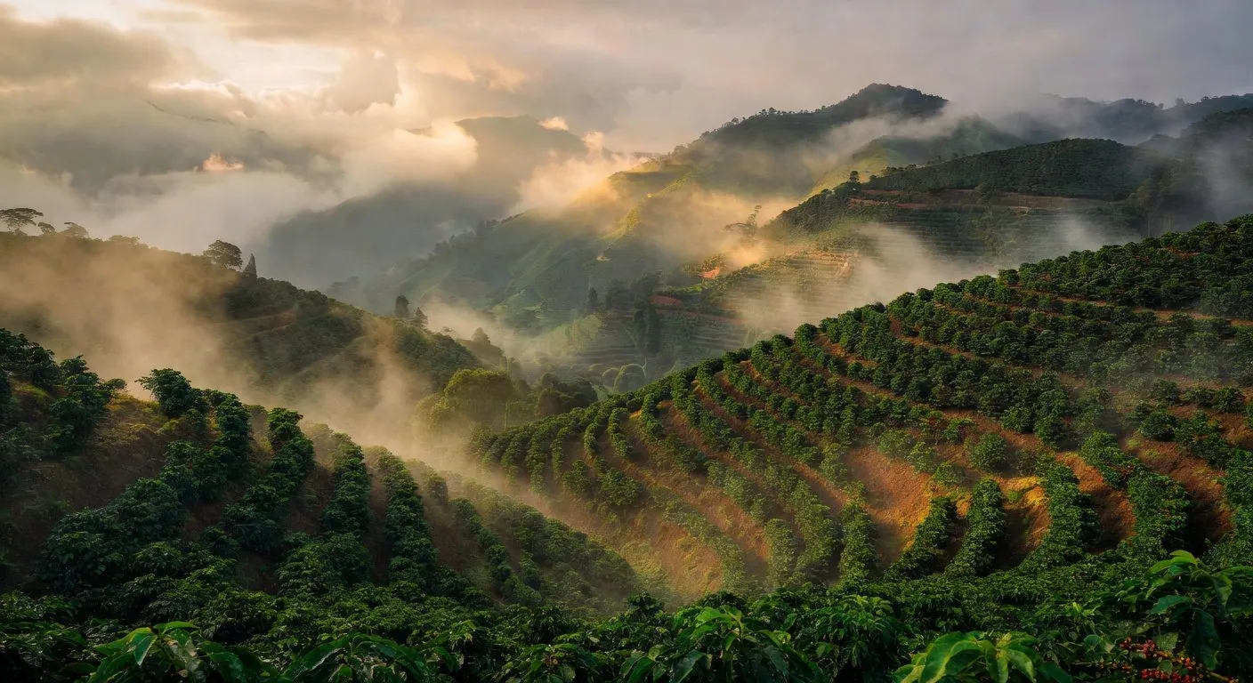 The Andean mountain ranges in Southern Ecuador where specialty coffee thrives